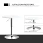 Mesa de Bar Regulable en Altura con Base Redonda y Antideslizante para Cocina Comedor Ø60x69-93 cm Blanco