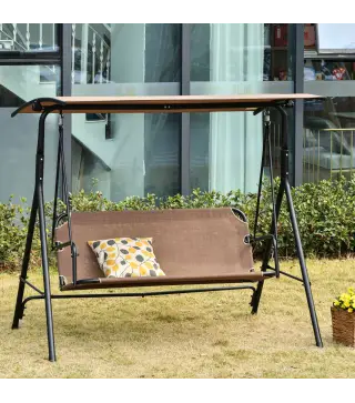 Columpio de Jardín de Exterior de 2 Plazas Silla Balancín con Parasol Techo Ajustable en Ángulo Terraza Balcón Exterior Carga 20