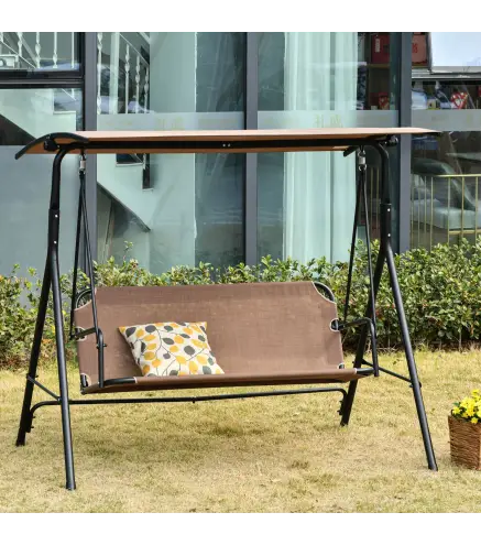 Columpio de Jardín de Exterior de 2 Plazas Silla Balancín con Parasol Techo Ajustable en Ángulo Terraza Balcón Exterior Carga 20