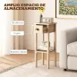 Mesa Auxiliar Rústica Mesa Auxiliar para Sofá con Cajón y Estante para Salón Dormitorio 30x30x75 cm Madera Natural