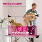 Mesa de Peluquería Canina Plegable con Cesta Metálica Barra de Acero Inoxidable Ajustable 107x60x164 cm Rosa