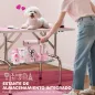 Mesa de Peluquería Canina Plegable con Cesta Metálica Barra de Acero Inoxidable Ajustable 107x60x164 cm Rosa