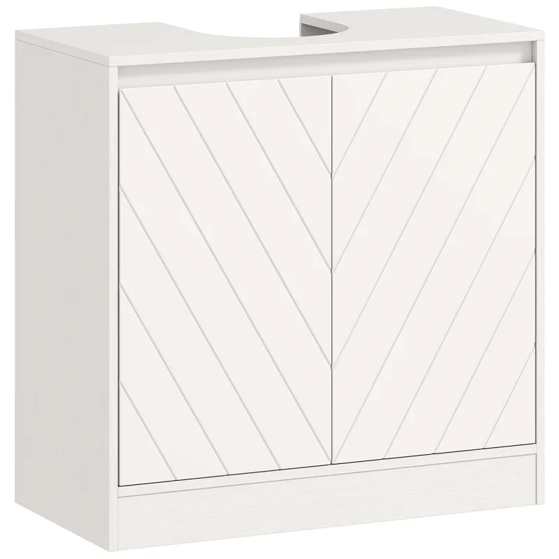 Mueble Bajo Lavabo Mueble de Baño con 2 Puertas Estante Ajustable para Lavabos con o sin Pedestal 60x30x59,8 cm Blanco