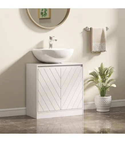 Mueble Bajo Lavabo Mueble de Baño con 2 Puertas Estante Ajustable para Lavabos con o sin Pedestal 60x30x59,8 cm Blanco