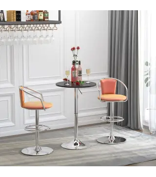 Mesa de Bar Regulable en Altura con Base Redonda y Antideslizante para Cocina Comedor Ø60x69-93 cm Negro