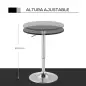 Mesa de Bar Regulable en Altura con Base Redonda y Antideslizante para Cocina Comedor Ø60x69-93 cm Negro
