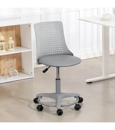 Silla de Escritorio sin Brazos Silla de Oficina Giratoria con Respaldo Hueco Altura Ajustable Gris