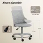 Silla de Escritorio sin Brazos Silla de Oficina Giratoria con Respaldo Hueco Altura Ajustable Gris