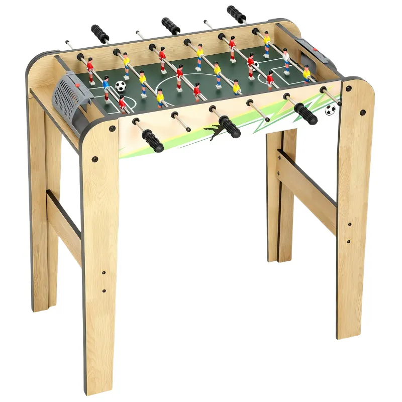 Futbolín para Niños de Madera Mesa de Futbolín con 2 Marcadores 6 Barras 18 Jugadores 75x66x75 cm Natural