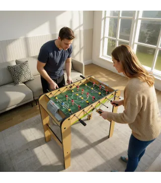 Futbolín para Niños de Madera Mesa de Futbolín con 2 Marcadores 6 Barras 18 Jugadores 75x66x75 cm Natural