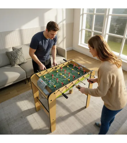 Futbolín para Niños de Madera Mesa de Futbolín con 2 Marcadores 6 Barras 18 Jugadores 75x66x75 cm Natural