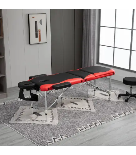 Camilla de Masaje Plegable y Portátil 215x81x61-84 cm Mesa Ajustable en Altura con Reposacabezas y Apoyabrazos para Tatu