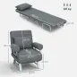 Sillón Cama Individual 3 en 1 Sofá Cama Plegable con Respaldo Ajustable y Cojín para Sala Dormitorio 73x78x81 cm Gris