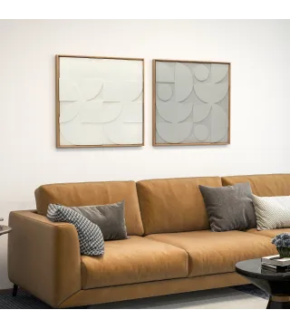 Decoración de Pared de Madera 3D de 2 Piezas con Patrones Geométricos Huecos para Salón Dormitorio Pasillo Blanco