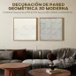 Decoración de Pared de Madera 3D de 2 Piezas con Patrones Geométricos Huecos para Salón Dormitorio Pasillo Blanco