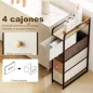 Cómoda con 4 Cajones de Tela Marco de Acero Cómoda para Dormitorio para Espacios Pequeños Salón Vestidor Multicolor