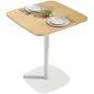 Mesa de Comedor Pequeña Mesa de Cocina Cuadrada para 2 Personas Base Cuadrada de Acero 60x60x75 cm Natural y Blanco