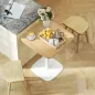Mesa de Comedor Pequeña Mesa de Cocina Cuadrada para 2 Personas Base Cuadrada de Acero 60x60x75 cm Natural y Blanco