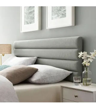 Cabecero de Cama 140 cm Tapizado en Lino Altura Ajustable de 3 Niveles 106/116/126 cm Montado a la Pared Gris