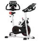 Bici Estática con Resistencia Regulable Volante de Inercia 8 kg Pantalla LCD Manillar y Asiento Ajustable Blanco