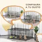 Parque para Mascotas DIY Jaula para Animales Pequeños de 22 Paneles de Malla Metálica con Puerta Conejos Cobaya 105x70x45 cm Neg