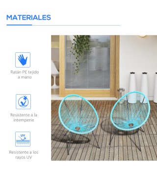 Set de 2 Sillas de Jardín de Ratán