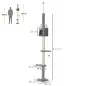 Árbol Rascador para Gatos Rascador para Fijar al Techo Altura 255 cm con Plataformas Cueva Postes de Sisal Bolas Colgantes Gris