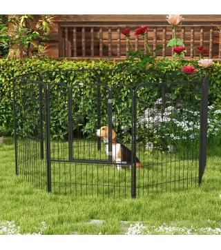 Parque para Mascotas de 8 Paneles 80x100 cm Corralito para Perros con Puerta y Doble Pestillo Metálicos Negro
