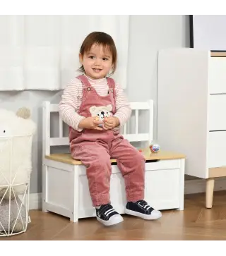 Baúl para Juguetes Banco Almacenaje para Niños con Respaldo y Tapa Amortiguadora Carga 40 kg para Salas de Juego Dormitorio 60x3