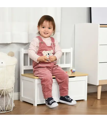 Baúl para Juguetes Banco Almacenaje para Niños con Respaldo y Tapa Amortiguadora Carga 40 kg para Salas de Juego Dormitorio 60x3