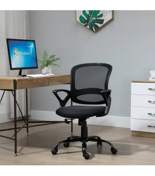 Silla de Oficina Silla de Escritorio de Malla Transpirable Basculante con Altura Ajustable Asiento Giratorio 360° y Sopo