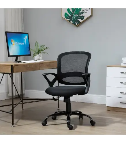 Silla de Oficina Silla de Escritorio de Malla Transpirable Basculante con Altura Ajustable Asiento Giratorio 360° y Sopo