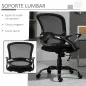 Silla de Oficina Silla de Escritorio de Malla Transpirable Basculante con Altura Ajustable Asiento Giratorio 360° y Soporte Lumb