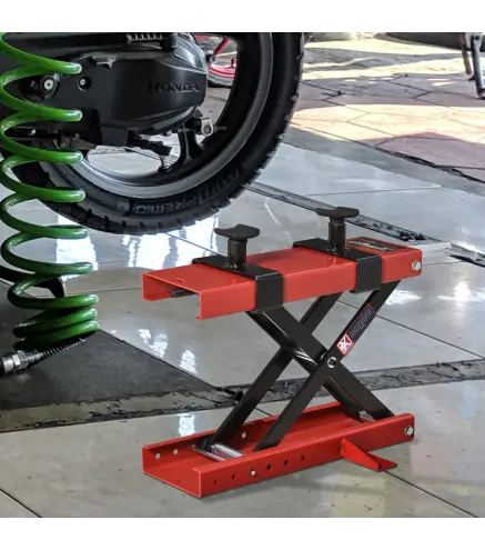 Plataforma Elevadora para Motocicletas Carga Máxima 500 kg con Altura Ajustable de 19-53 cm Soporte de Moto para Aparcar o Repar