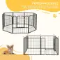Parque para Mascotas de 8 Paneles 80x80 cm Corralito para Perros con Puerta y Doble Pestillo Metálicos Negro