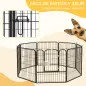 Parque para Mascotas de 8 Paneles 80x80 cm Corralito para Perros con Puerta y Doble Pestillo Metálicos Negro