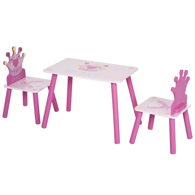 Juego de Mesa y 2 Sillas Infantiles de Madera Set de Mesa 55x34x42 cm Sillas 28x26x50 cm para Niños de 2-4 Años para Dormitorio