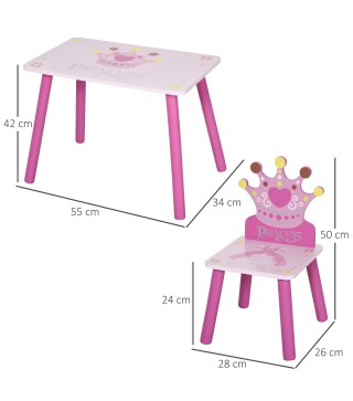 Juego de Mesa y 2 Sillas Infantiles