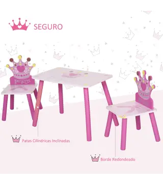 Juego de Mesa y 2 Sillas Infantiles