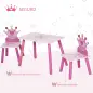 Juego de Mesa y 2 Sillas Infantiles de Madera Set de Mesa 55x34x42 cm Sillas 28x26x50 cm para Niños de 2-4 Años para Dormitorio