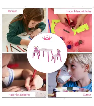 Juego de Mesa y 2 Sillas Infantiles