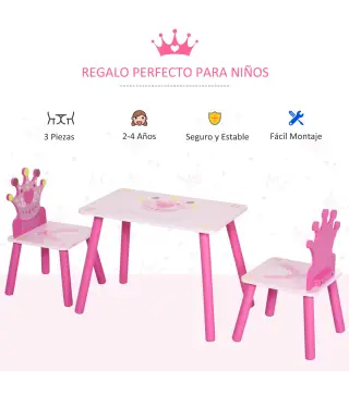 Juego de Mesa y 2 Sillas Infantiles