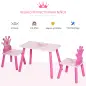 Juego de Mesa y 2 Sillas Infantiles de Madera Set de Mesa 55x34x42 cm Sillas 28x26x50 cm para Niños de 2-4 Años para Dormitorio
