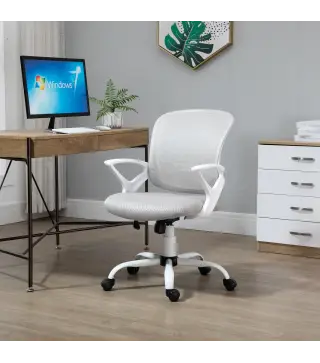 Silla de Oficina Silla de Escritorio de Malla Transpirable Basculante con Altura Ajustable Asiento Giratorio 360° y Soporte Lumb