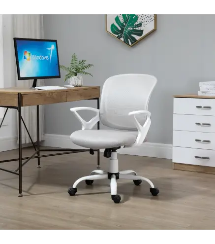 Silla de Oficina Silla de Escritorio de Malla Transpirable Basculante con Altura Ajustable Asiento Giratorio 360° y Soporte Lumb