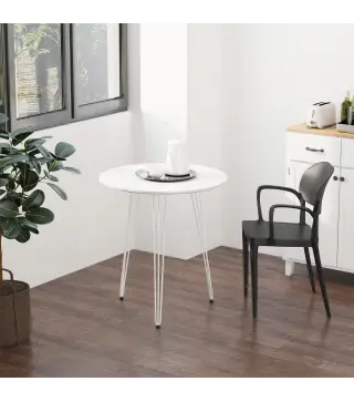 Mesa de Comedor Redonda con Patas de Horquilla Metálicas Estilo Moderno Nórdico para Cocina Salón Cafetería Bar Ø70x75 c