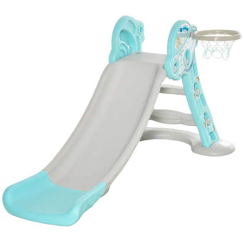 Tobogán para Niños +18 Meses Plegable 2 en 1 con Canasta de Baloncesto Modelo Jirafa Juguete Infantil para Interiores y Exterior