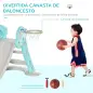 Tobogán para Niños +18 Meses Plegable 2 en 1 con Canasta de Baloncesto Modelo Jirafa Juguete Infantil para Interiores y Exterior