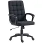 Silla de Oficina Giratoria Tapizada en Lino Sintético Altura Ajustable Basculante Respaldo Medio Reposabrazos Negro
