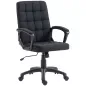 Silla de Oficina Giratoria Tapizada en Lino Sintético Altura Ajustable Basculante Respaldo Medio Reposabrazos Negro Silla de Oficina Giratoria Tapizada en Lino Sintético Altura Ajustable Basculante Respaldo Medio Reposabrazos Negro